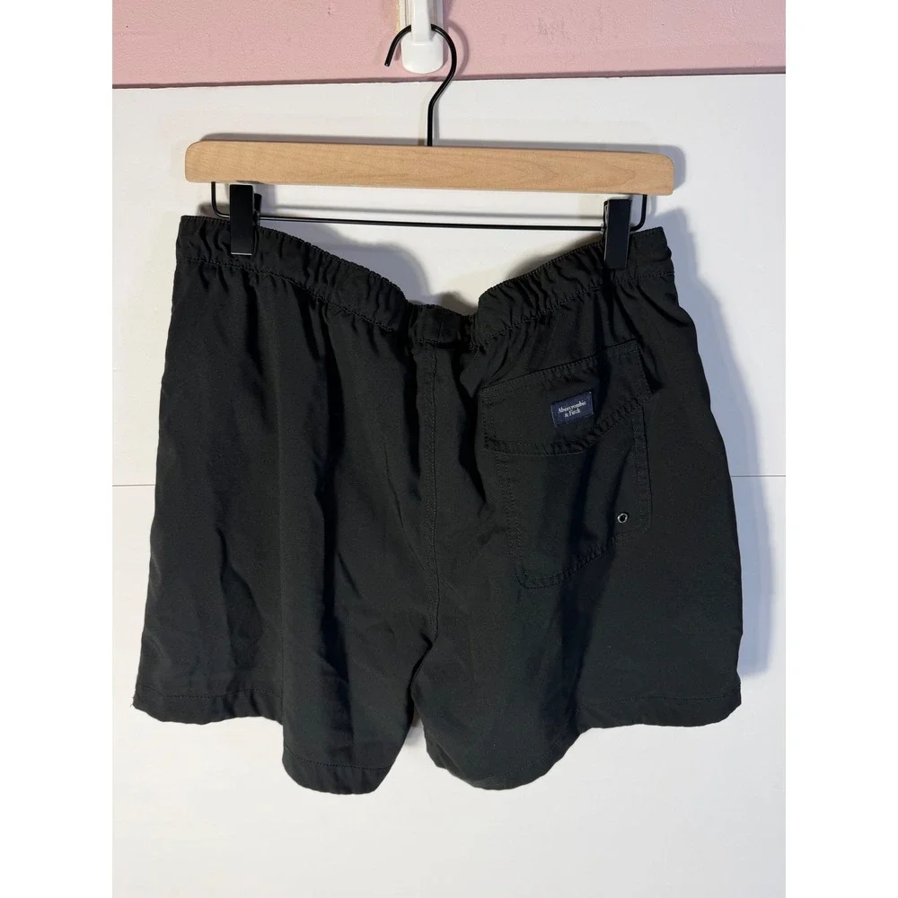Abercrombie & Fitch Mens Black Logo Stretch Swim Trunks Shorts Large